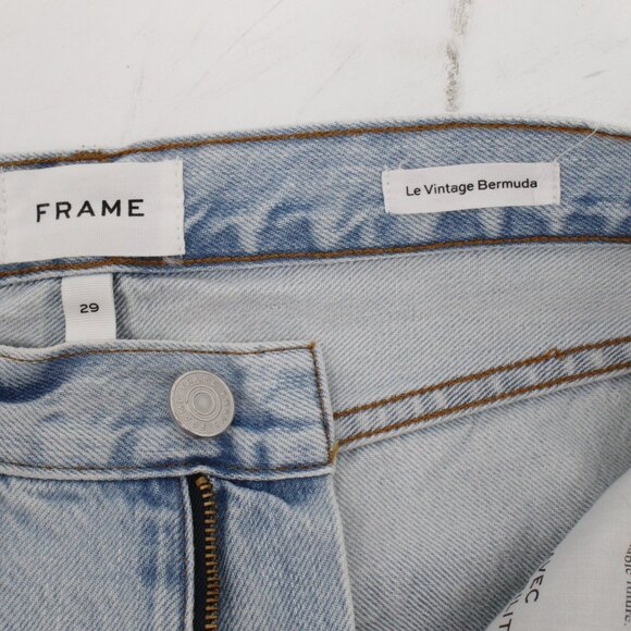 frame jean shorts womens 29 11" le vintage bermuda destroyed cotton blend frayed - Picture 7 of 9